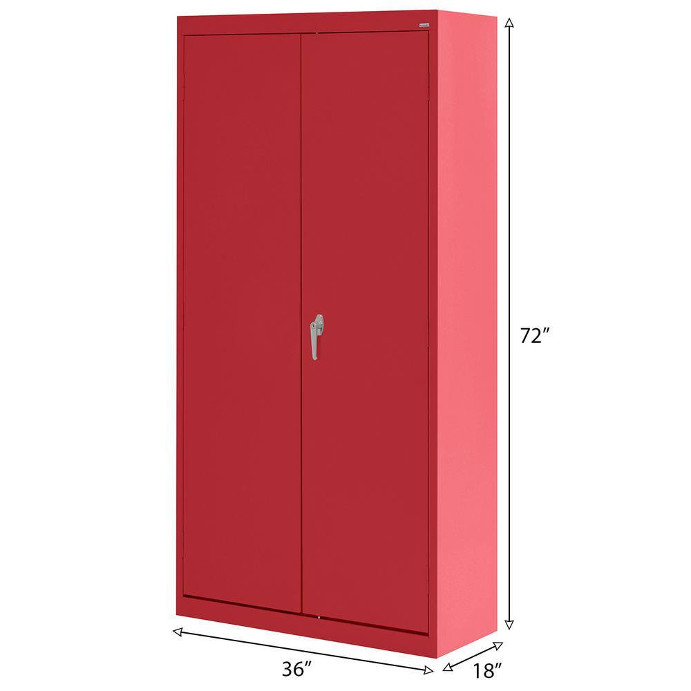 None Classic Series ( 36 in. W x 72 in. H x 18 in. D ) Steel Combination Freestanding Cabinet with Adjustable Shelves in Red