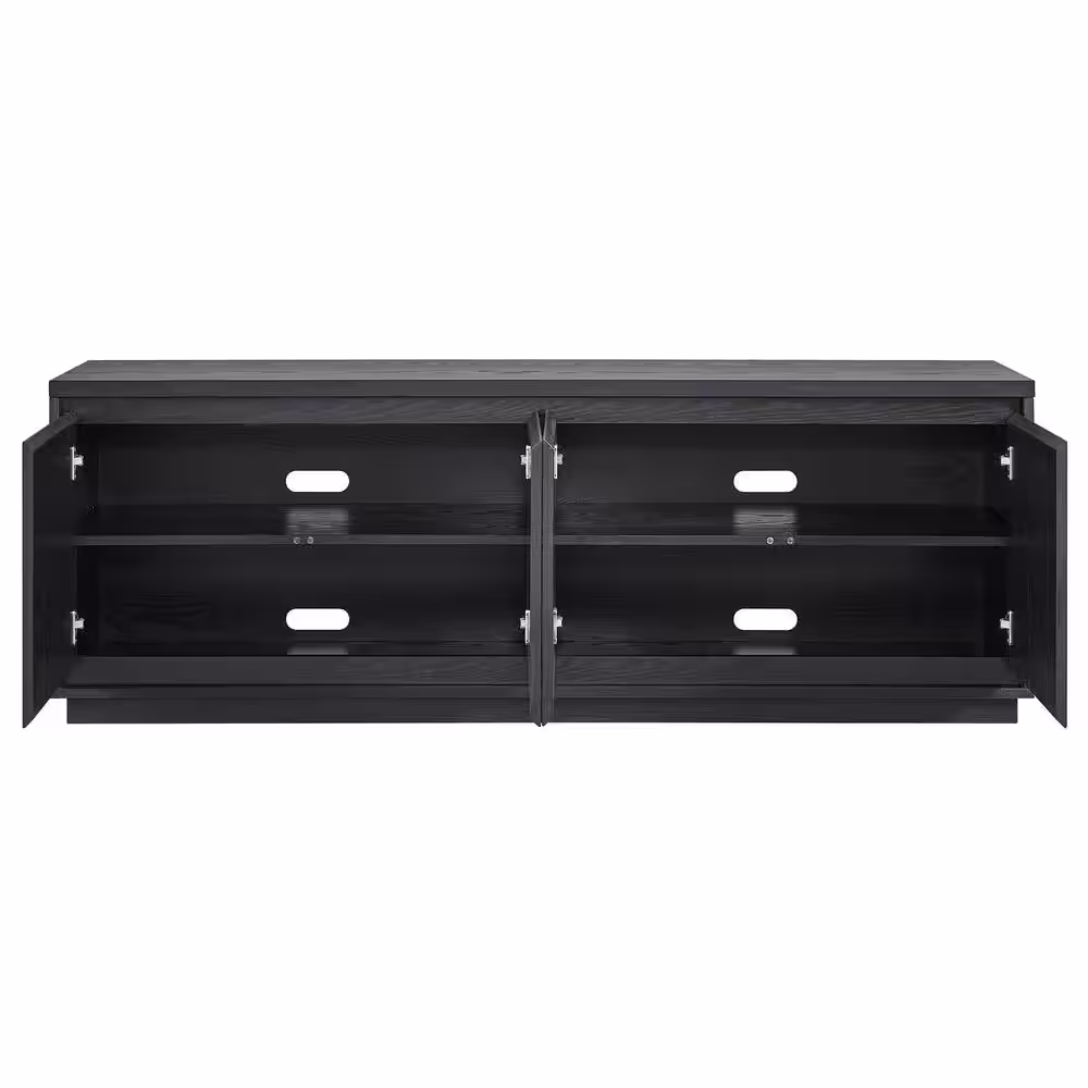 None Presque 68 in. Black Grain Rectangular TV Stand Fits TV's up to 75 in.