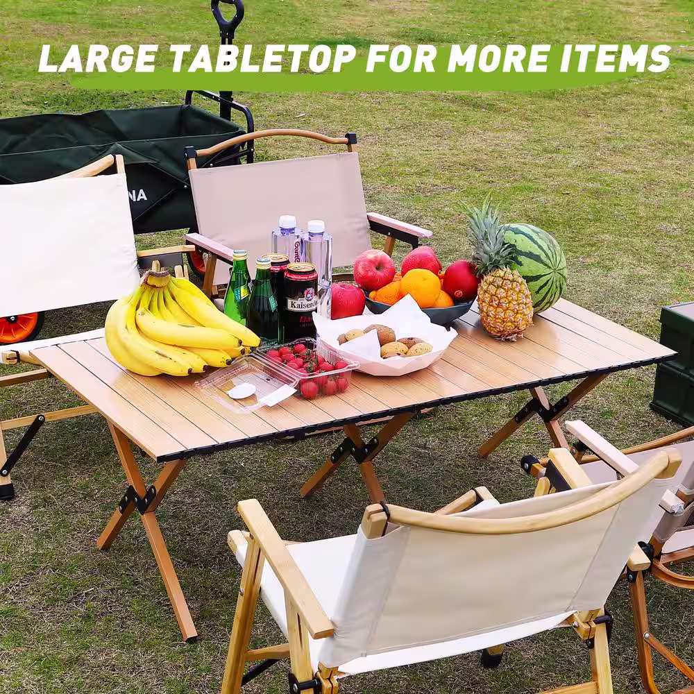 Sudzendf 45.66 in. Brown Rectangle Steel Picnic Table Seats 4-6 People with Carry Bag