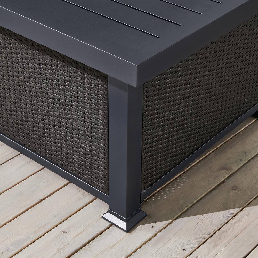 Hampton Bay Vendome 42 in. x 24 in. Square Aluminum Propane Fire Pit in Grey