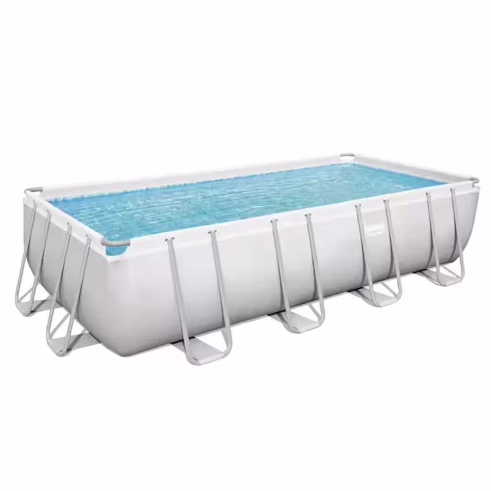 Bestway 18 ft. x 9 ft. x Rectangular 48 in. Deep Metal Frame Above Ground Swimming Pool Set