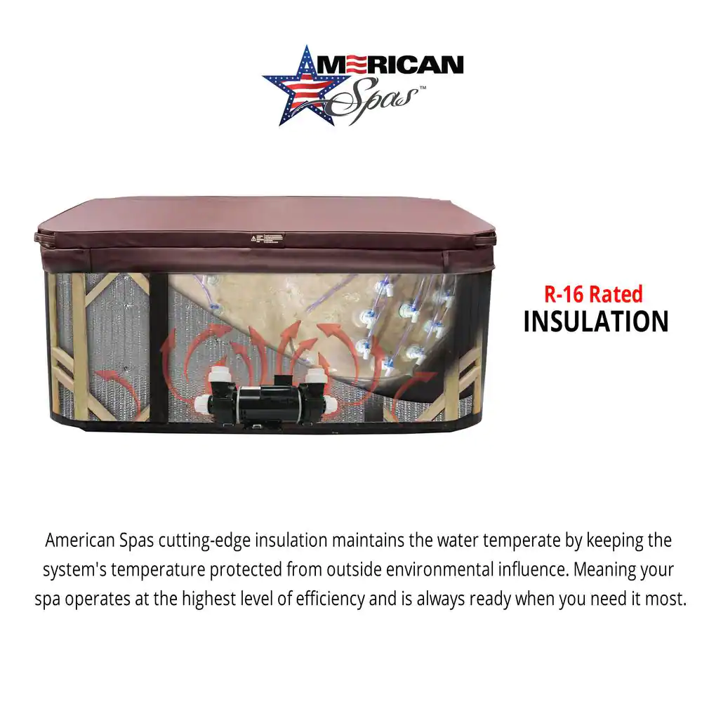 American Spas 6-Person 100-Jet Premium Acrylic Lounger Spa Standard Hot Tub with Bluetooth Sound System and LED Waterfall