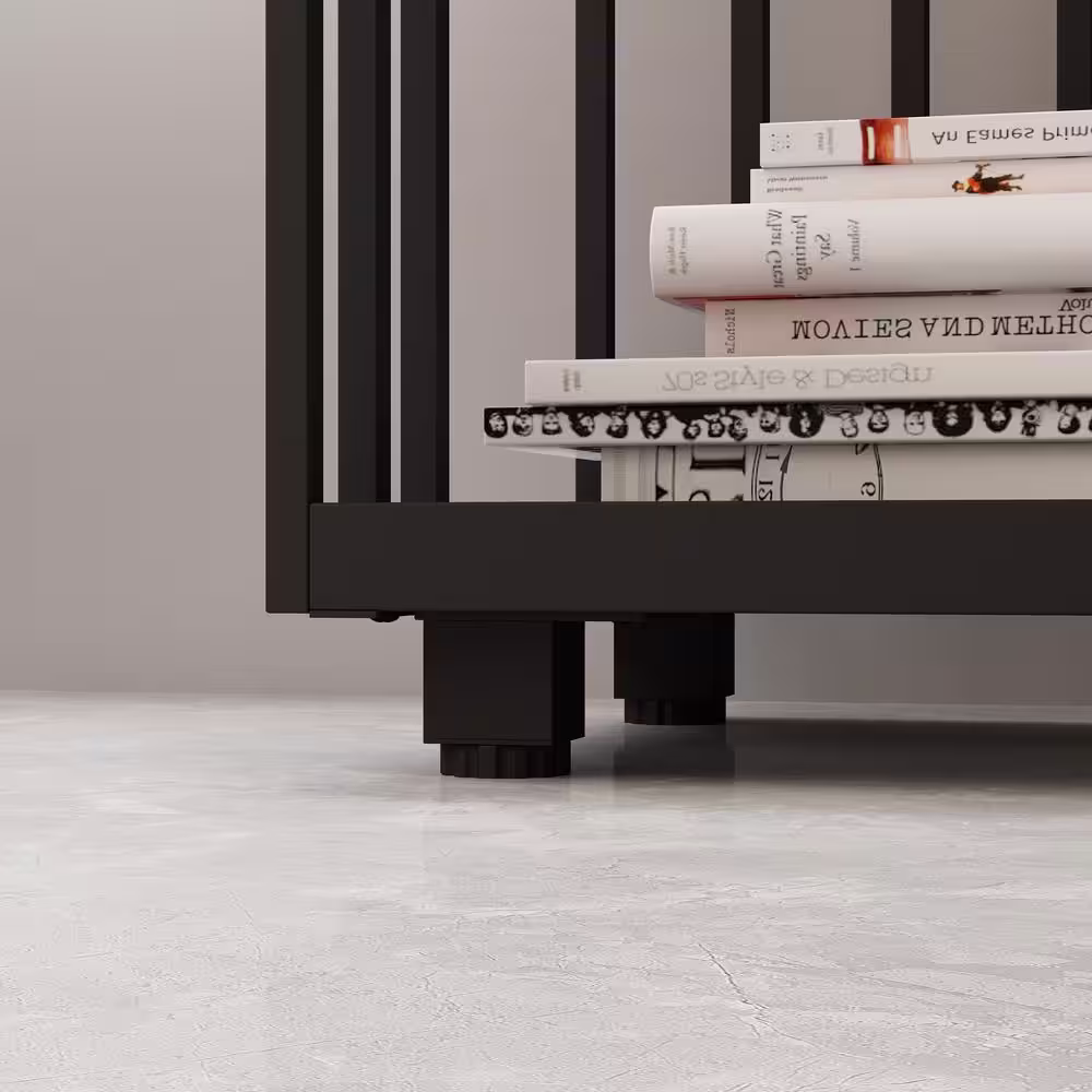 None 79.1 in. Tall Black Metal Frame Standard Bookcase Bookshelf With 6 Tier Shelves