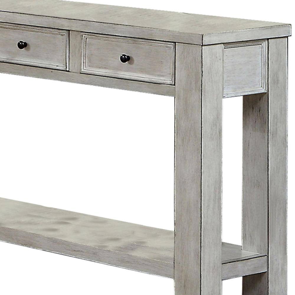 Benjara 64 in. White Standard Rectangle Wood Console Table with 4-Drawers