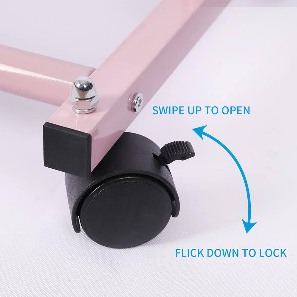 None Pink Metal Garment Clothes Rack Double Rod 48 in. W x 65 in. H