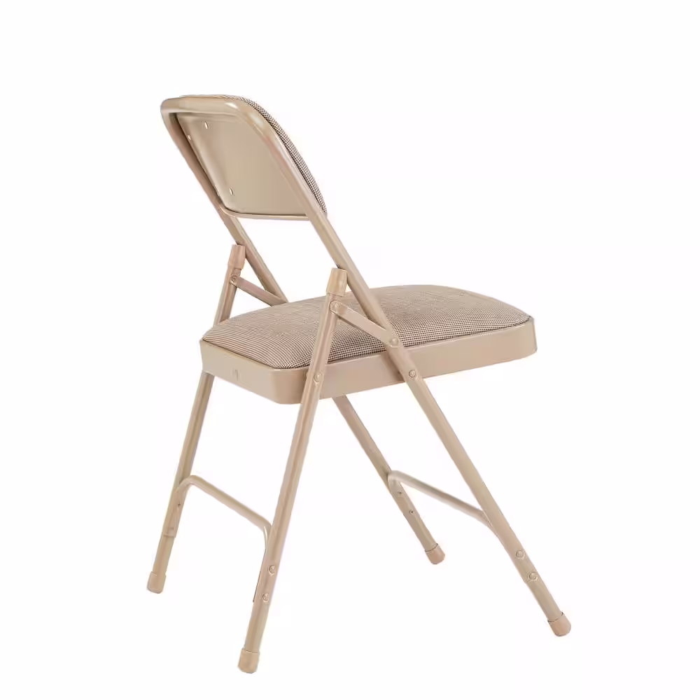 National Public Seating Beige Fabric Seat Stackable Folding Chair (Set of 4)
