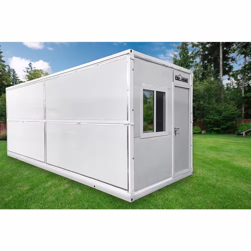 CALHOME 20 ft. x 8 ft. x 8 ft. Foldable Metal Storage Shed with Floor and Lockable Door and Windows (160 sq. ft.)