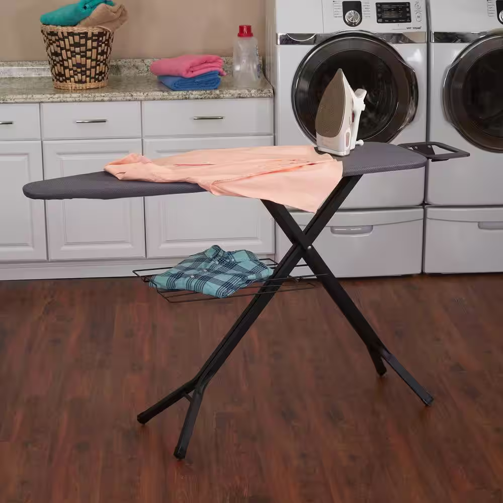 HOUSEHOLD ESSENTIALS Ironing Board with Mesh Steel Top in Matte Black