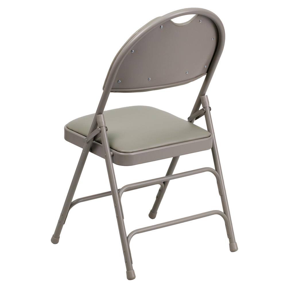 Flash Furniture Hercules Series Extra Large Ultra-Premium Triple Braced Gray Vinyl Metal Folding Chair with Easy-Carry Handle