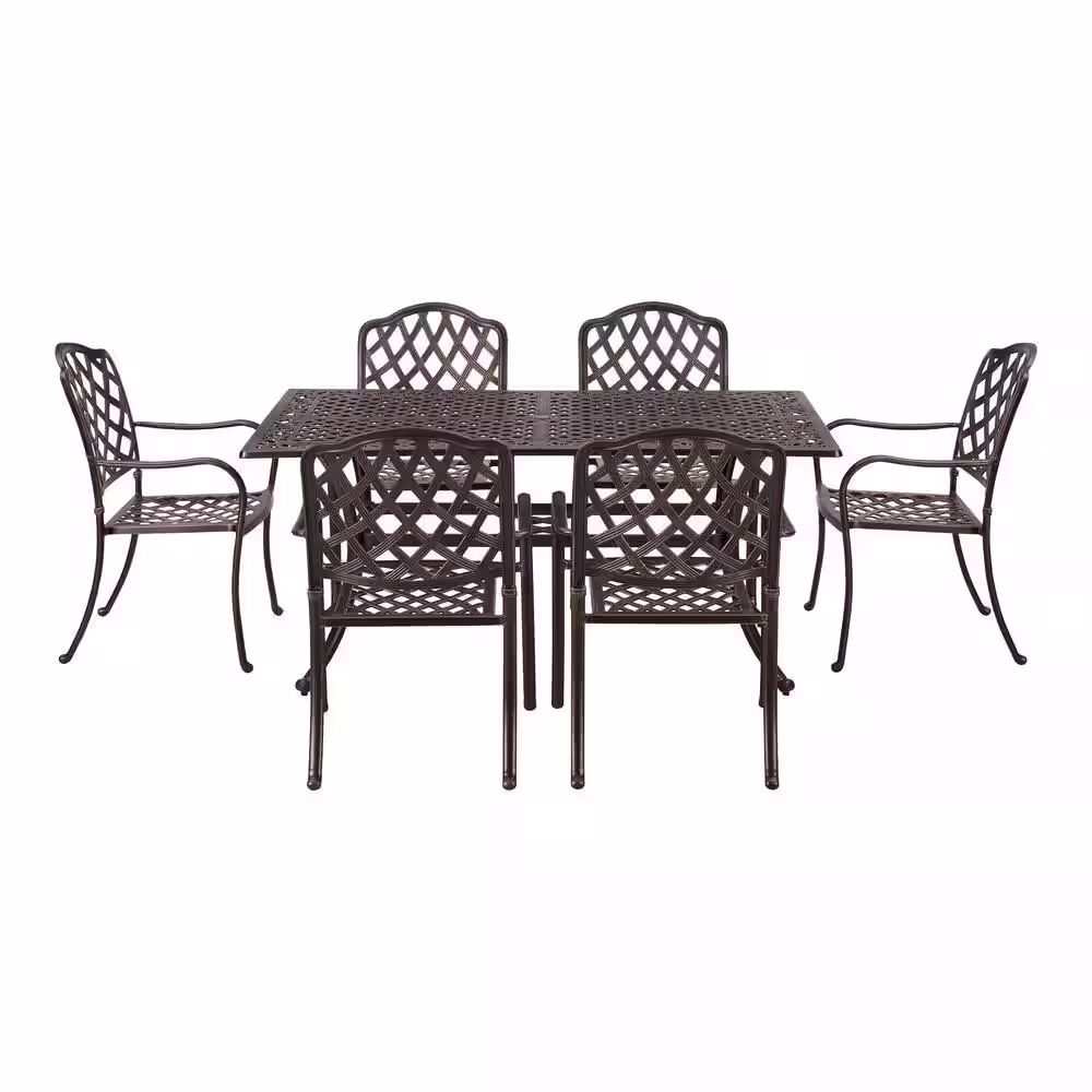 Home Decorators Collection Foxridge 7-Piece Aluminum Rectangular Outdoor Patio Dining Set