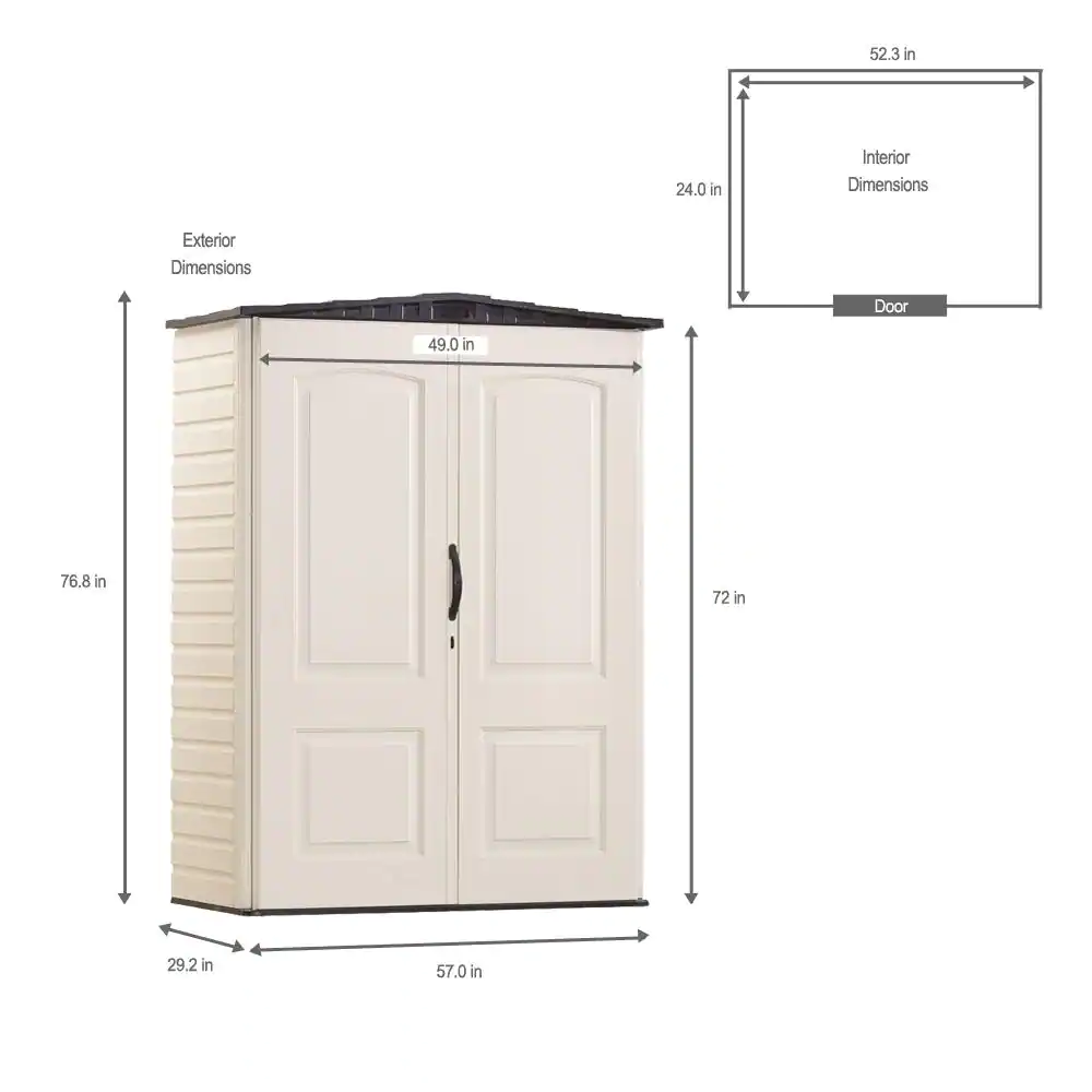 Rubbermaid 2 ft. 4 in. x 4 ft. 8 in. Small Vertical Resin Storage Shed