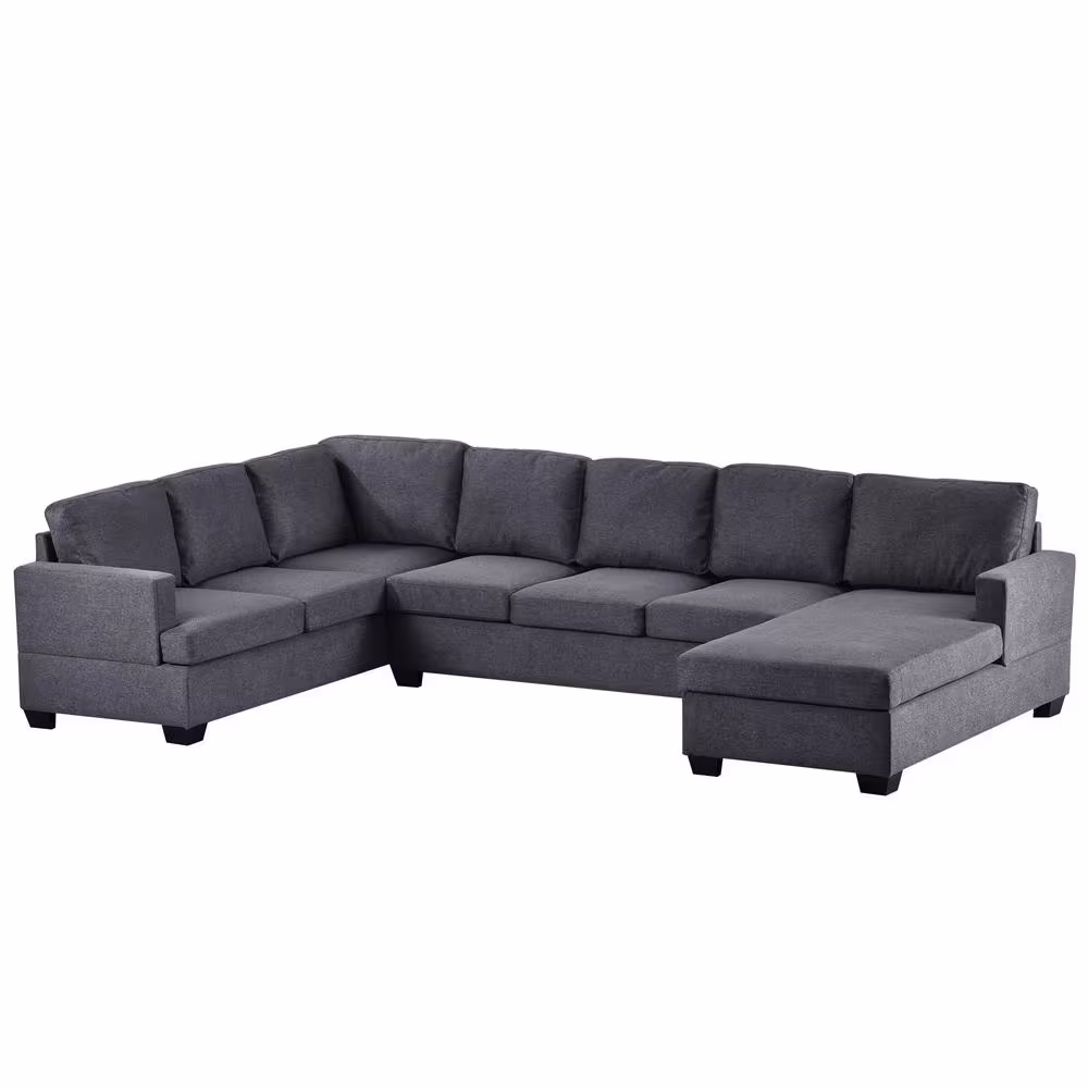Harper & Bright Designs Modern Large 125.6 in W Square Arm Polyester Upholstered U Shaped Sectional Sofa in Gray