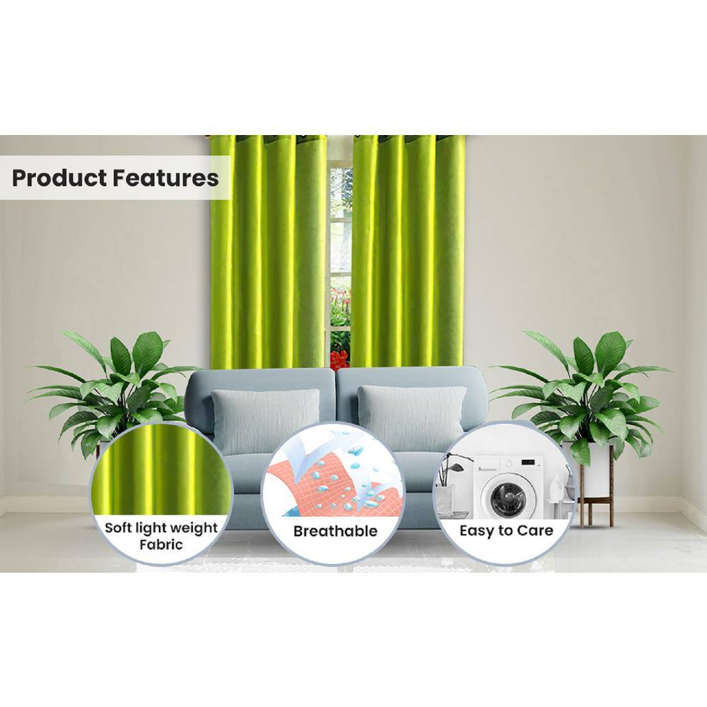 J&V TEXTILES Brick Faux Silk 100% Polyester Solid 55 in. W x 84 in. L Grommet Sheer Curtain Window Panel (Set of 2)