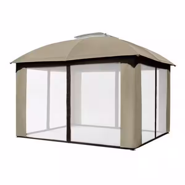 Hampton Bay Shiloh Glen 10 ft. x 12 ft. Steel Brown Gazebo