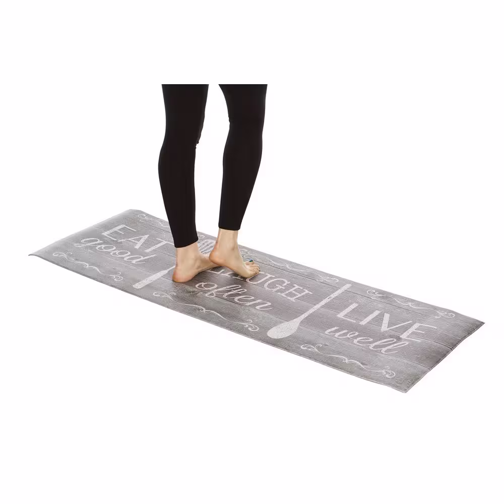 J&V TEXTILES Eat Laugh Live 19.6 in. x 55 in. Anti-Fatigue Kitchen Runner Rug