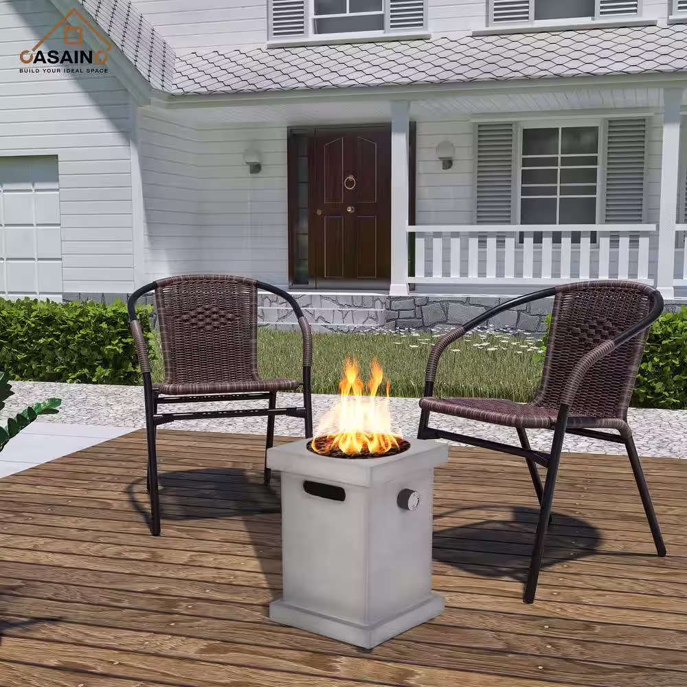 CASAINC 10 in. W x 14 in. H Portable Outdoor Propane Fire Pit Tabletop Fireplace, 10,000 BTU with Lava Rocks