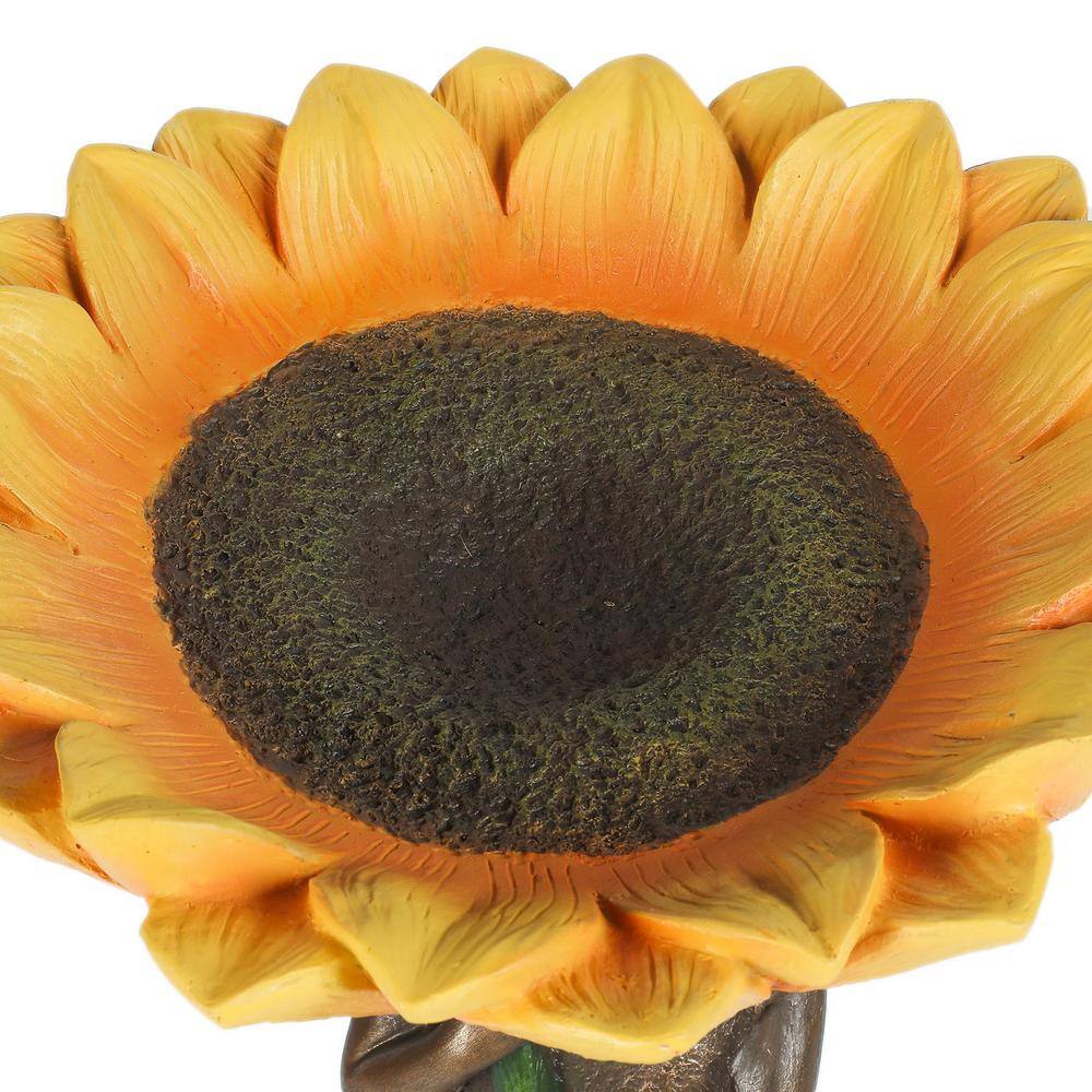 LuxenHome Resin Sunflower Girl Bird Bath