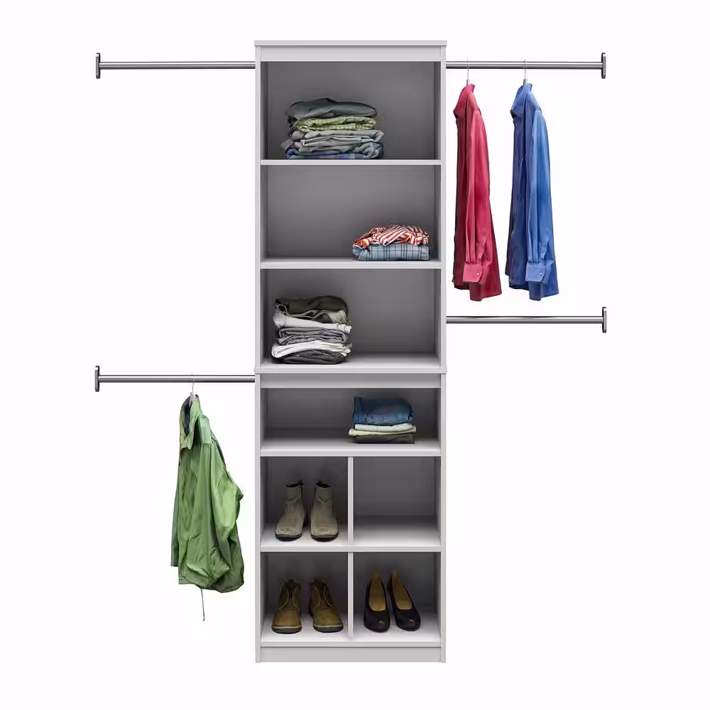 None 68.69 in.- 95.4 in. White Wall Mount Adjustable Closet System with 4 Clothing Rods