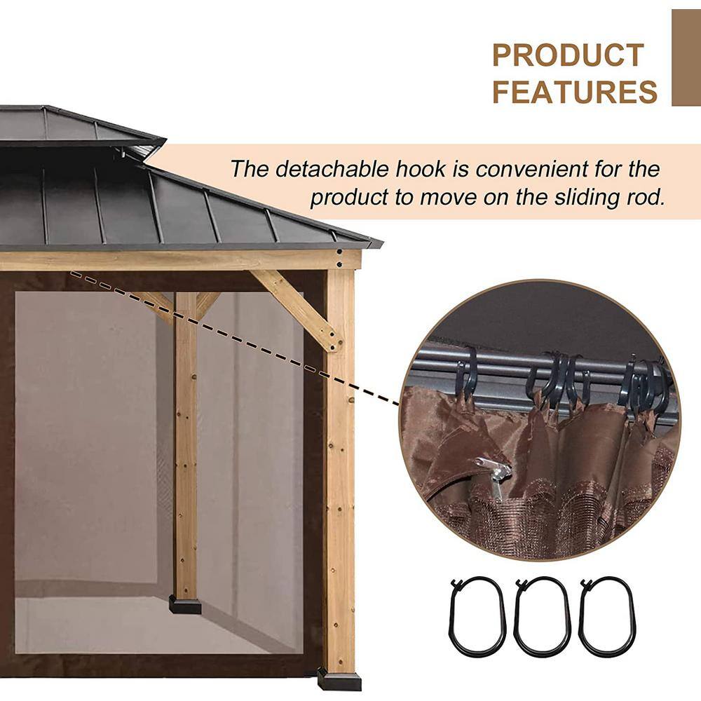 CoastShade 8 ft. x 8 ft. Replacement Gazebo Canopy Mosquito Netting Screen Brown