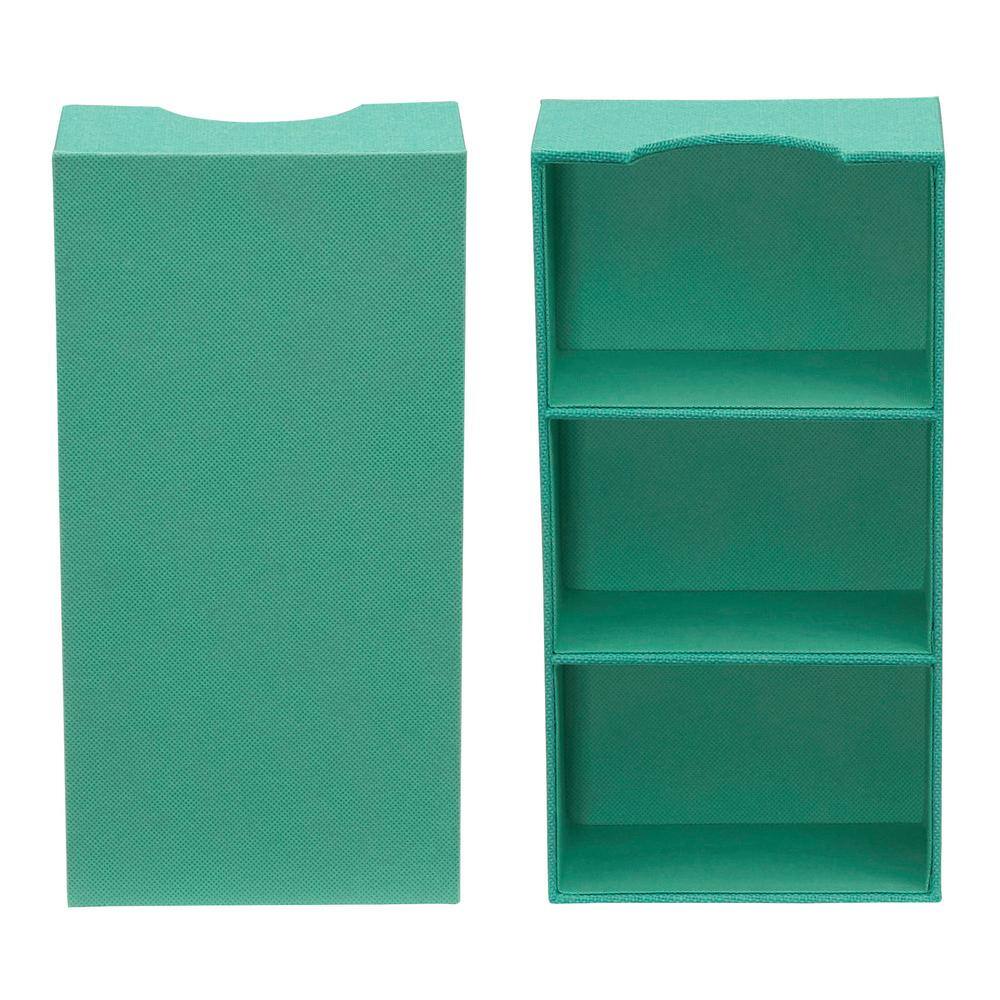 HOUSEHOLD ESSENTIALS 6 in. W x 3 in. H 1 Drawer Seafoam 3-Section Hard-Sided Linen Trays (2-Pack)