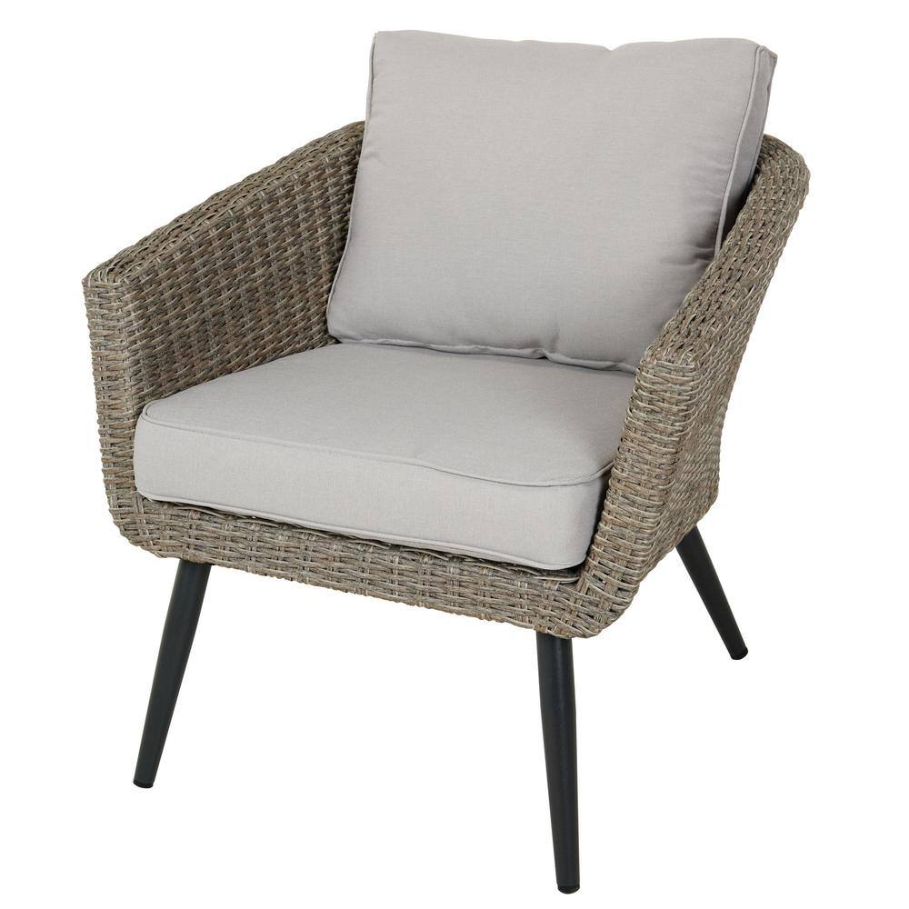 SUNRINX 3-Piece Wicker Bistro Set with Beige Cushions