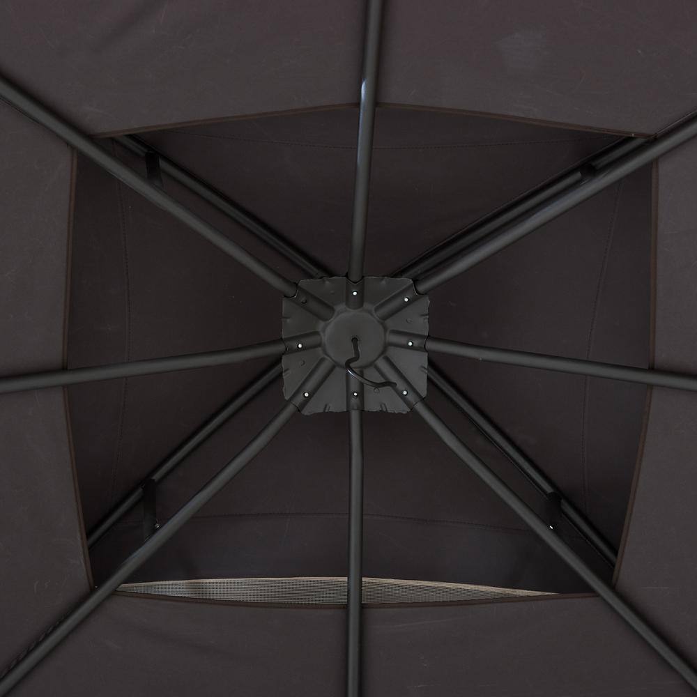 Sunjoy Zela 10.5 ft. x 13 ft. Brown and Tan 2-tier Steel Gazebo