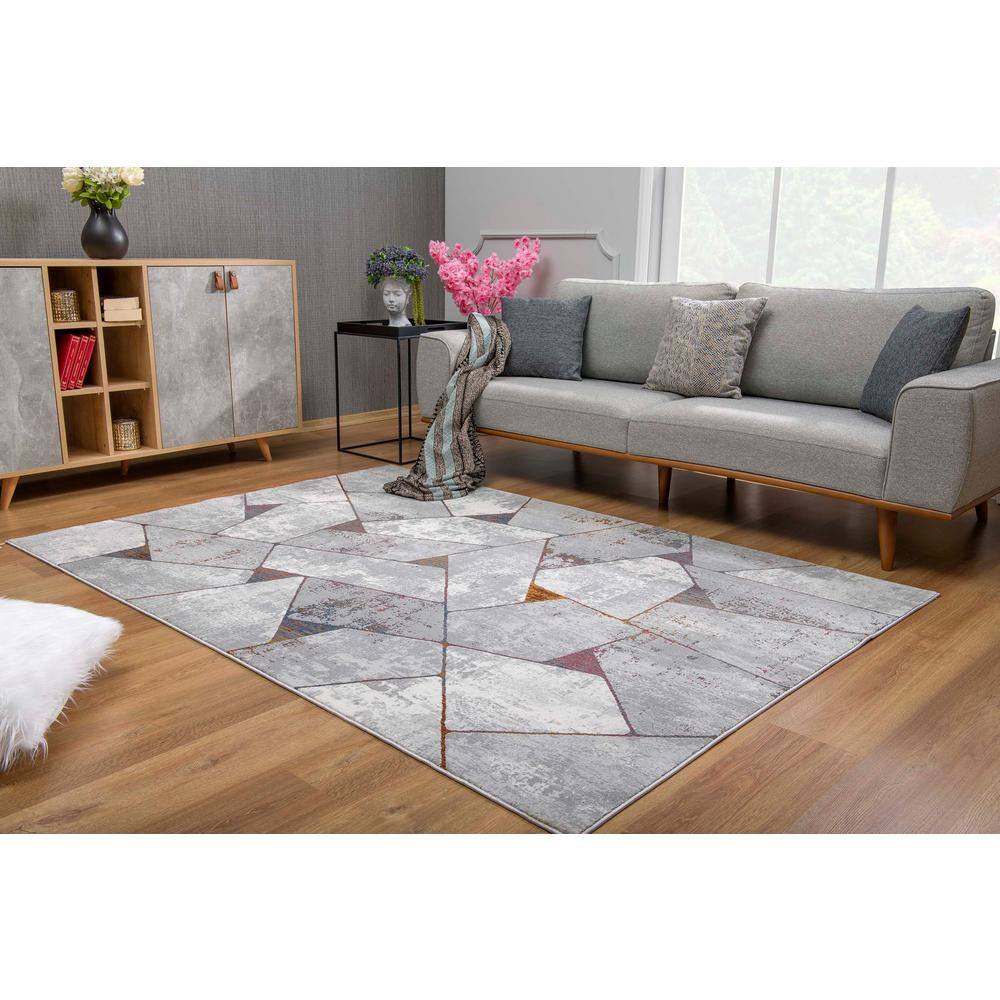 Rug Branch Sardini Grey 6 ft. 6 in. x 9 ft. 6 in. Modern Abstract Area Rug