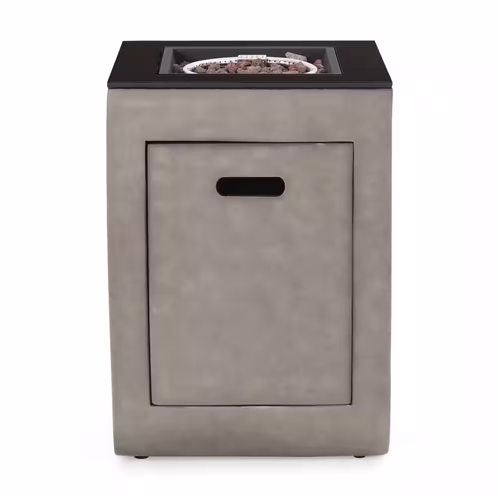 Noble House Adios 19.50 in. x 28.50 in. Square Concrete Propane Fire Pit in Light Grey