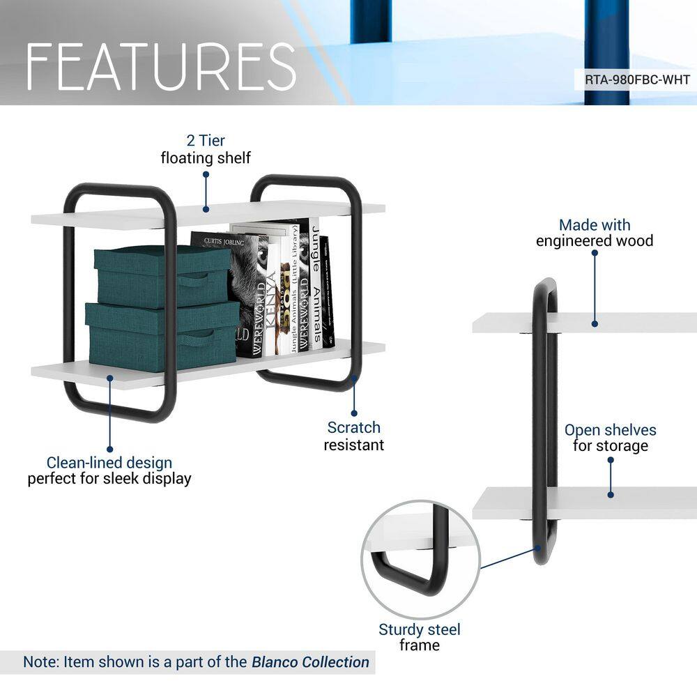 TECHNI MOBILI 12 in. x 27.6 in. x 16.7 in. White Modern Floating Wall Shelves