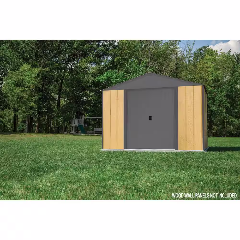 Arrow Ironwood 10 ft. W x 12 ft. D Anthracite-Finish Galvanized Steel Custom Hybrid Shed Kit