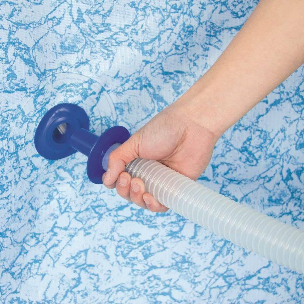 Bestway 18 ft. x 9 ft. x 48 in. Rectangular Frame Above Ground Pool and Cleaning Kit