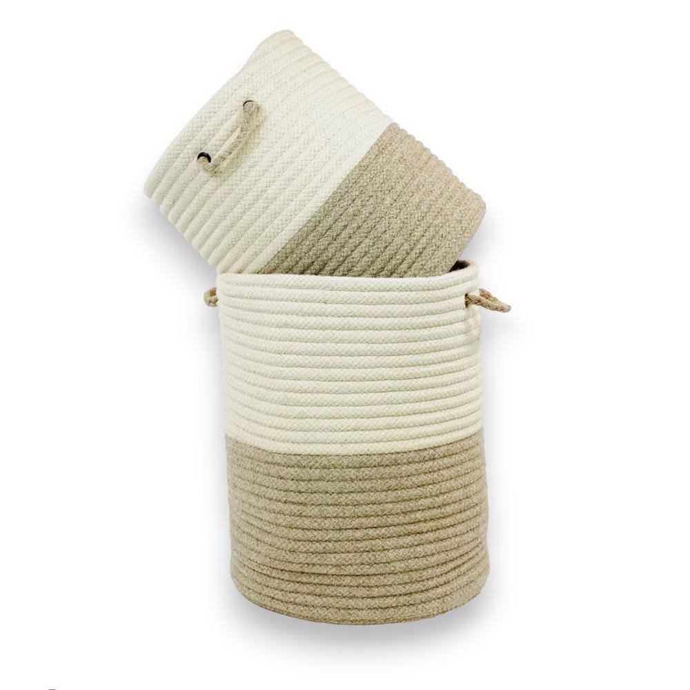 Colonial Mills 15 in. x 15 in. x 18 in. Light Grey All-Natural 2-Tone Woven Hampers