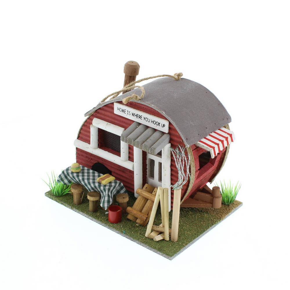 Zingz & Thingz 8.25 in. x 6.125 in. x 6.75 in. Red Trailer Birdhouse