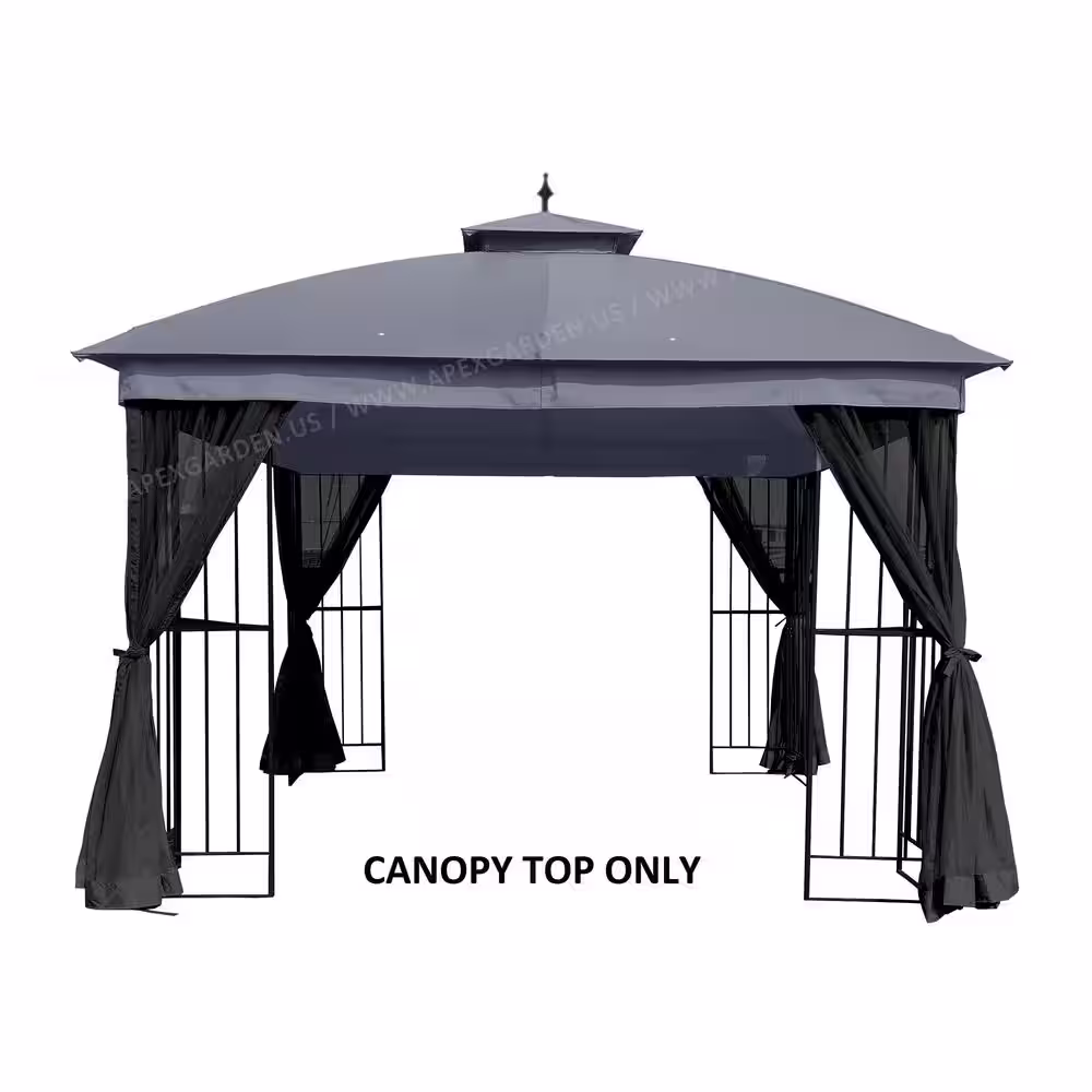 APEX GARDEN Canopy Top for Garden Treasures 10 ft x 10 ft Brown Metal Square Semi- Gazebo Model #L-GZ038PST-F (Top Only) (Grey)