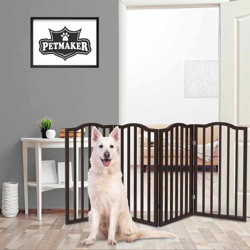 Petmaker 72 in. x 32 in. Wooden Freestanding Brown Pet Gate