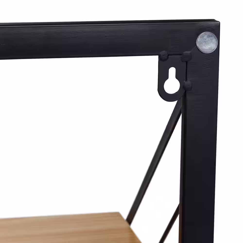 Honey-Can-Do 8 in. H x 24 in. W x 10 in. D Multi-Purpose Wall-Mounted Wood Shelf with Metal Bracket in Black/Natural