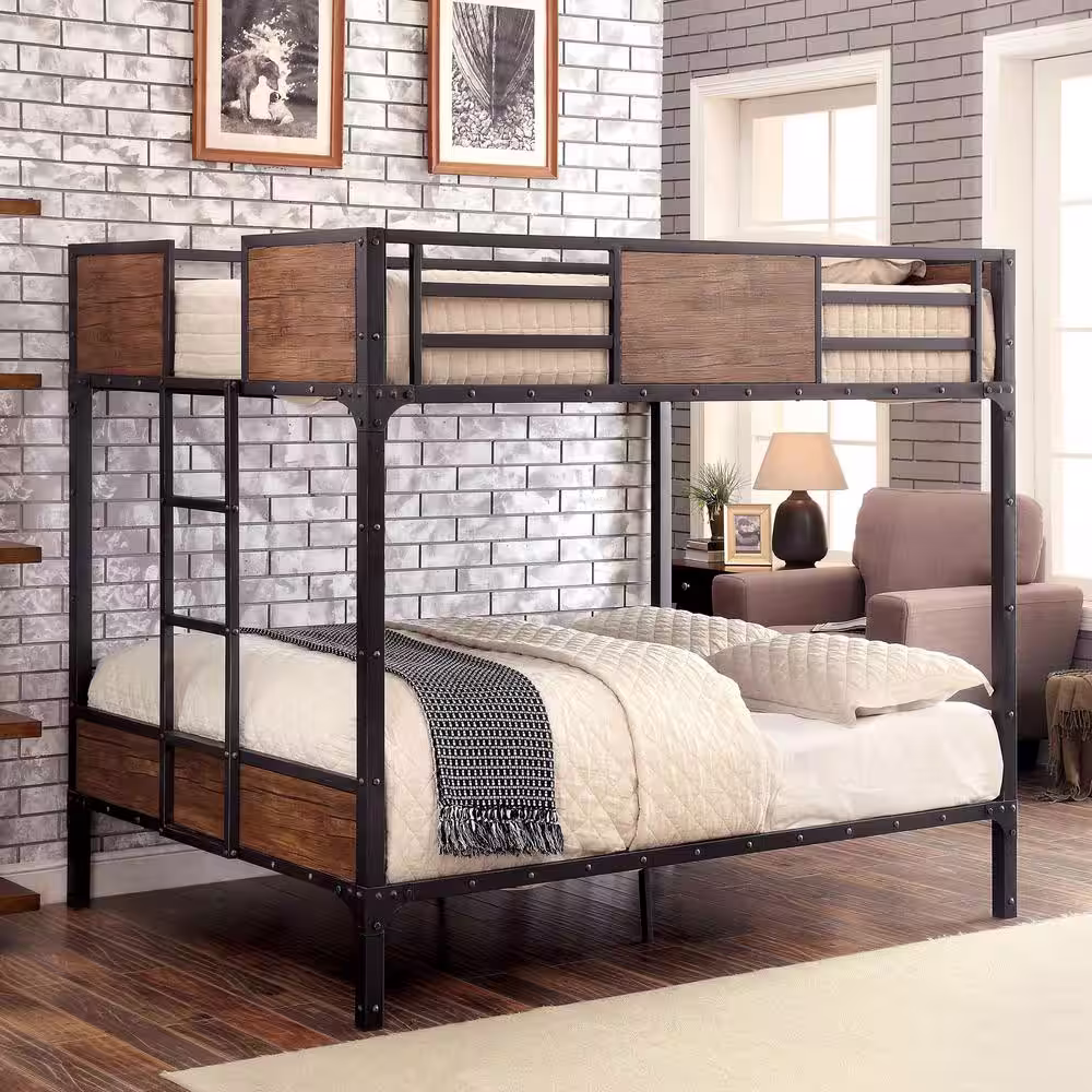 Furniture of America Landonne Black Full Over Full Bunk Bed