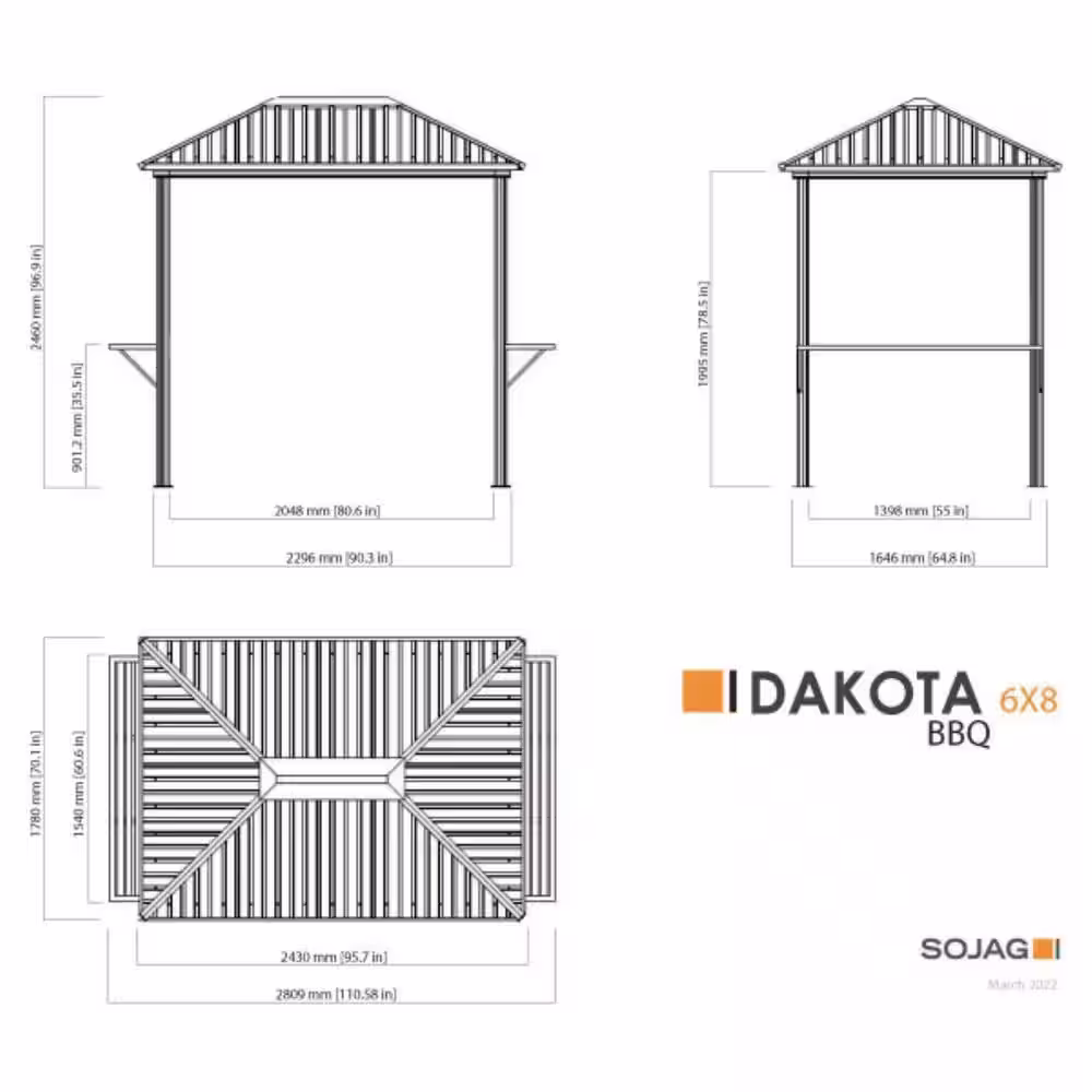 Sojag Dakota 6 ft. x 8 ft. Brown Grill Rustproof Aluminum Framed Gazebo