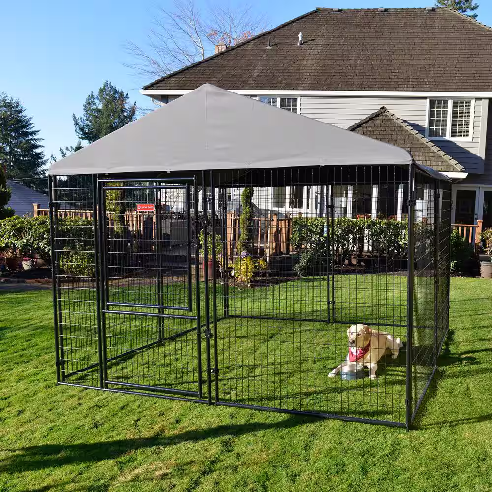 Lucky Dog STAY Series Presidential Steel Grey Kennel (10 ft x 10 ft x 6 ft)