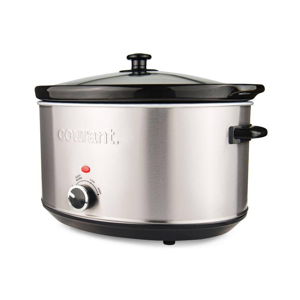 Courant 8.5 qt. Stainless Steel Oval Slow Cooker with Three Cooking Settings