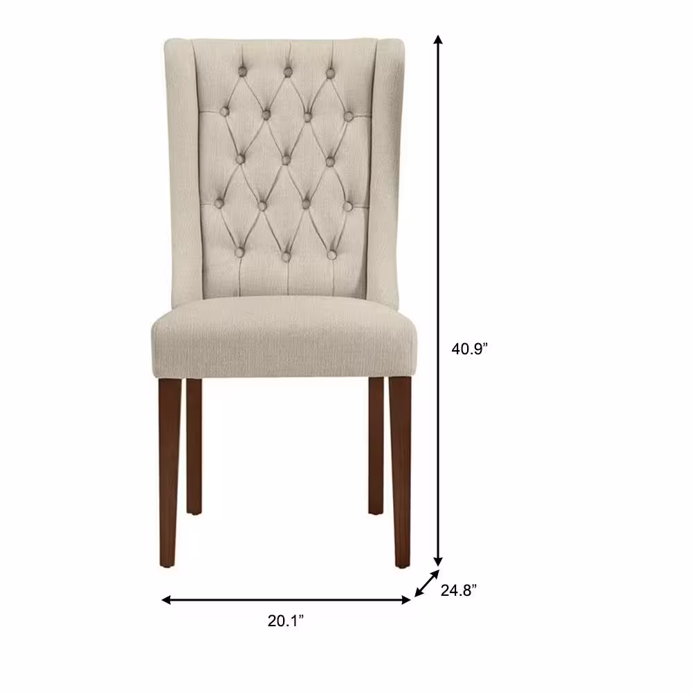 Home Decorators Collection Dorbrook Diamond-Tufted Upholstered Dining Chairs in Oatmeal Beige (Set of 2)