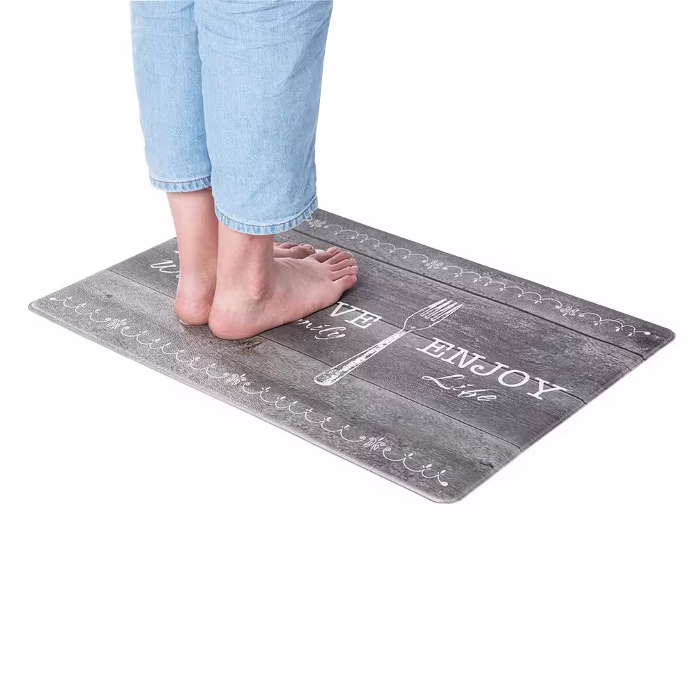 RAY STAR Raystar Gray 20 in. x 30 in x 039in. PVC Kitchen Mat Anti-Fatigue Mat Non-Slip