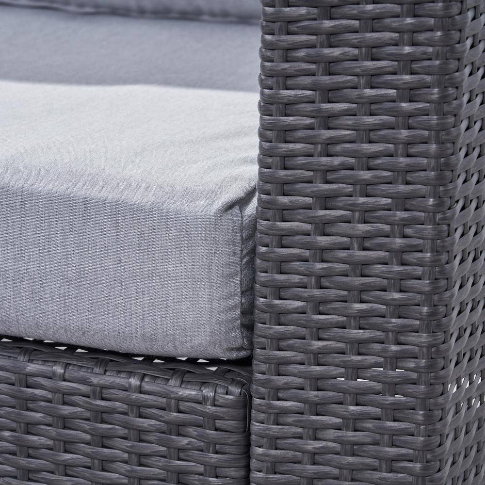 Noble House Santa Rosa Grey 7-Piece Faux Rattan Patio Conversation Sectional Seating Set with Sunbrella Canvas Granite Cushions