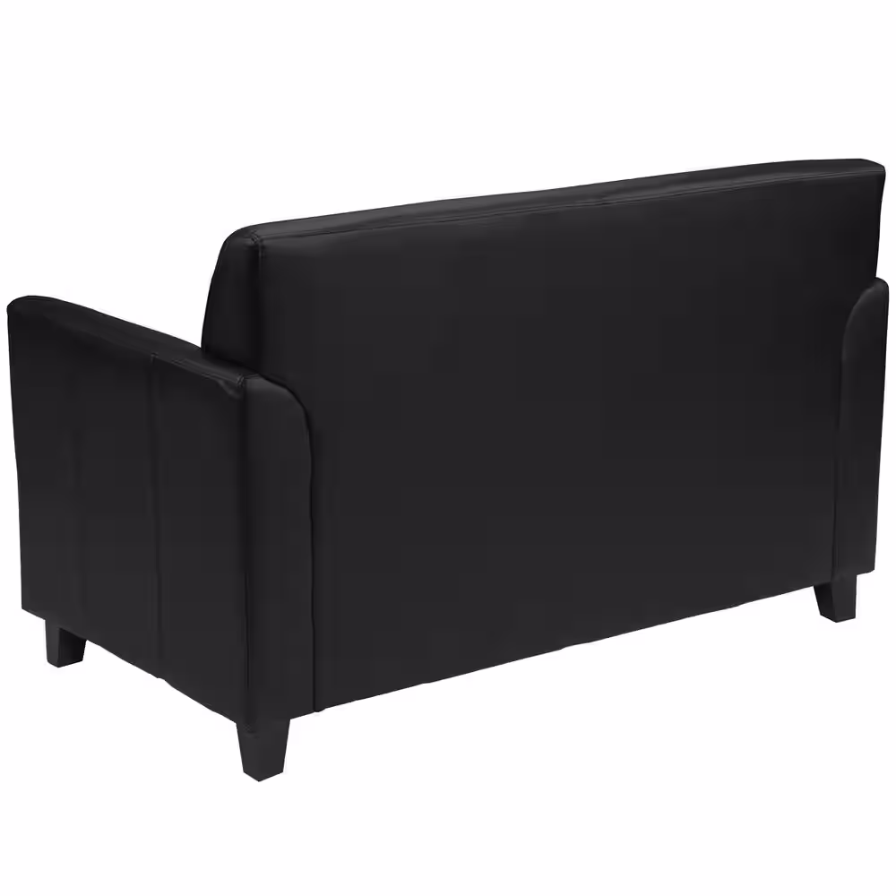 Flash Furniture Hercules Diplomat 52 in. Black Faux Leather 2-Seater Loveseat with Flared Arms
