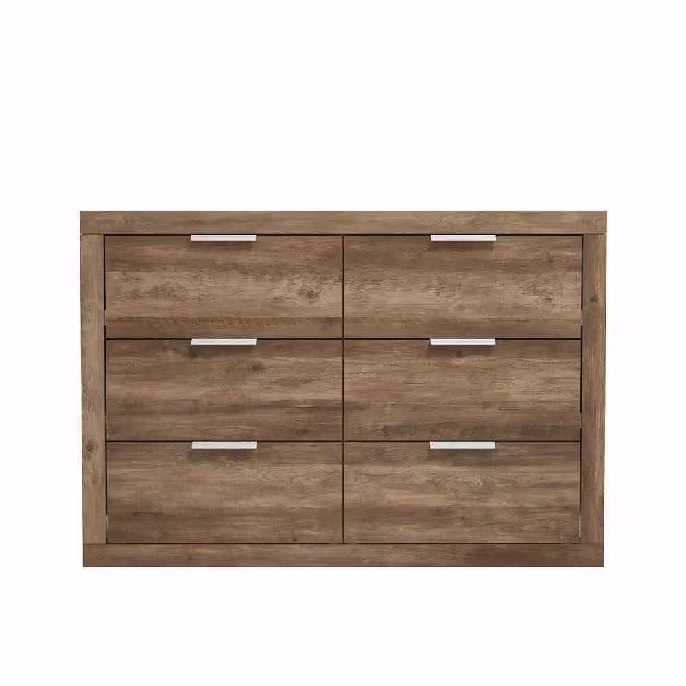 GALANO Harlowin 6-Drawer Knotty Oak Dresser (31.7 in. x 46.5 in. x 16.1 in.)