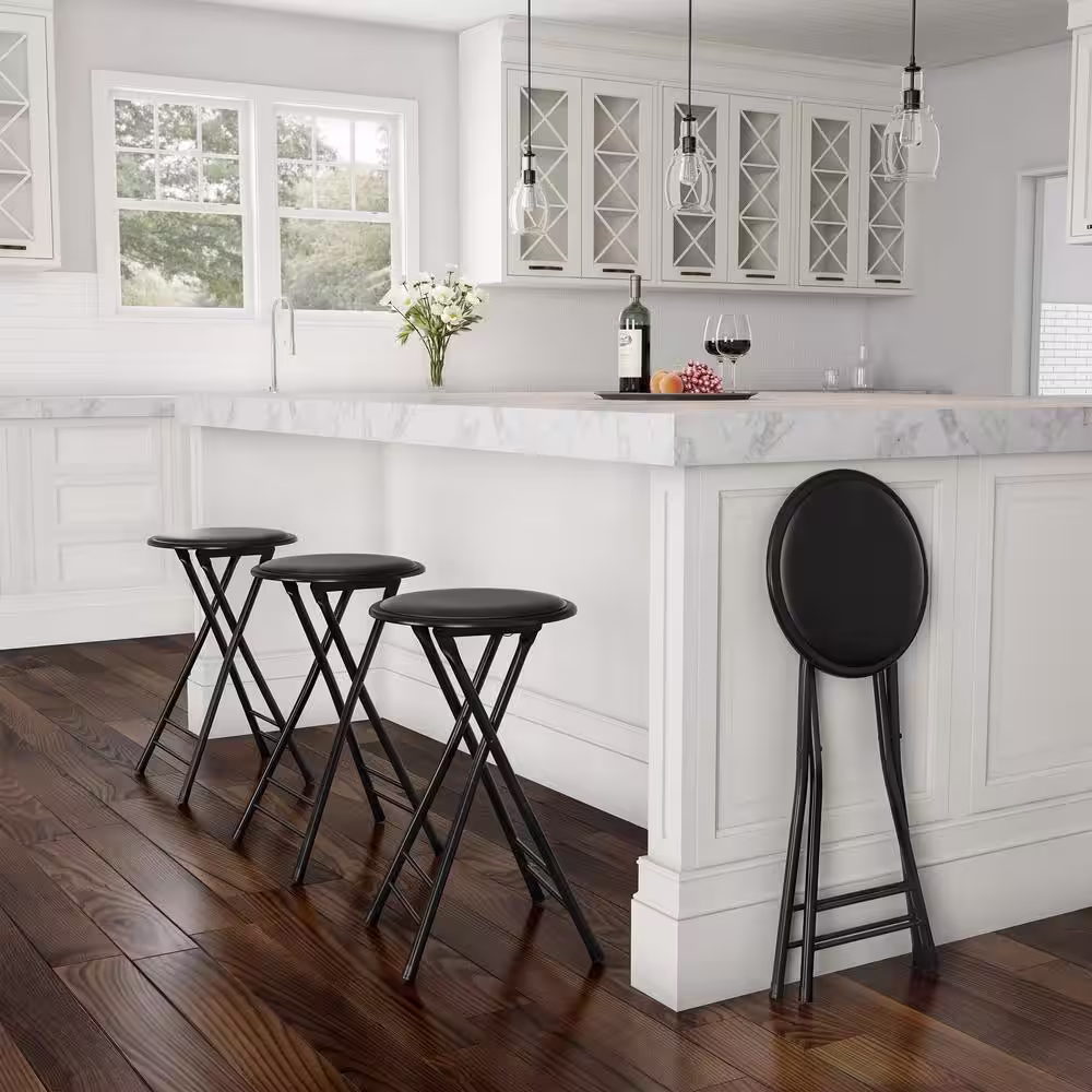 Trademark Home 24 in. Black Metal Framed folding chair