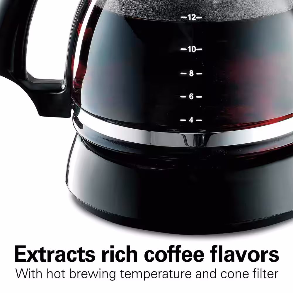 Hamilton Beach 12- Cup Black Drip Coffee Maker with Glass Carafe