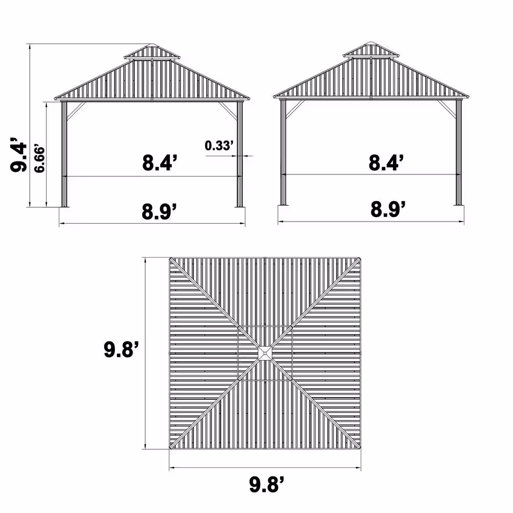 VEIKOUS 10 ft. x 10 ft. Aluminum Double Hardtop Gazebo with Grey Curtains and Netting