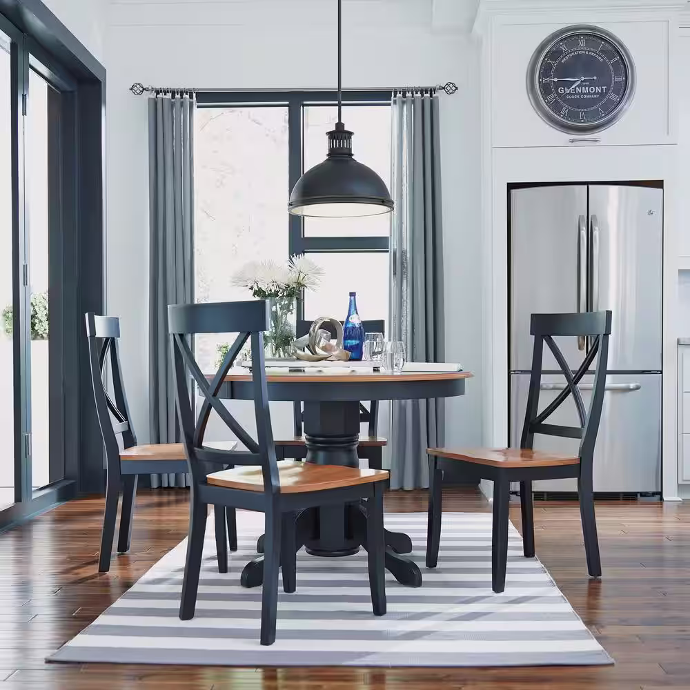 HOMESTYLES 5-Piece Black and Oak Dining Set