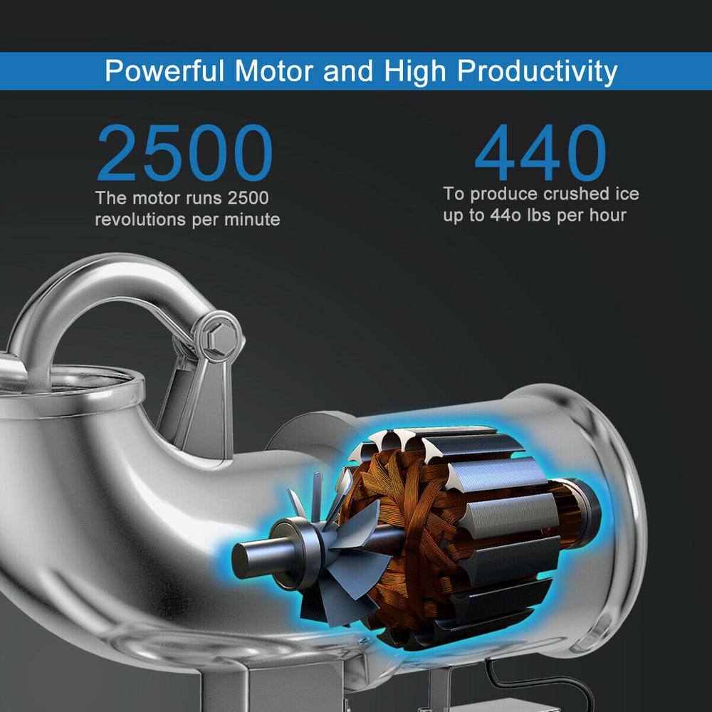 Costway 440lbs Silver Electric Ice Shaver Machine Snow Cone Maker Crusher Shaving Cold Drink